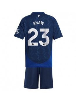 Manchester United Luke Shaw #23 Auswärts Trikotsatz für Kinder 2024-25 Kurzarm (+ Kurze Hosen)